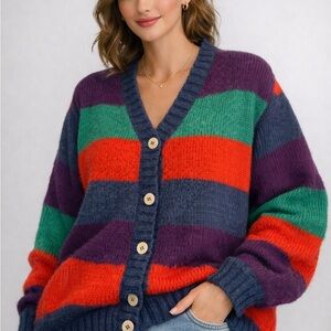 Vintage “Knit Knit” Colorful Striped Women's Sweater- M